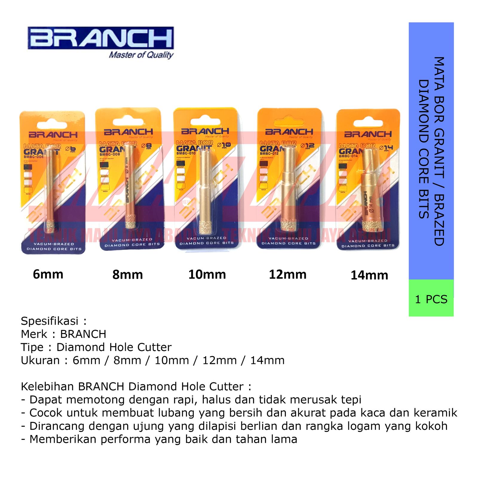 Branch Mata Bor Granit Diamond Hole Saw 6-14mm
