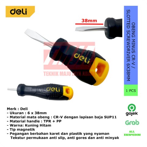 Deli Obeng Minus Slotted Screwdriver CR-V 6 x 38mm DL6260381