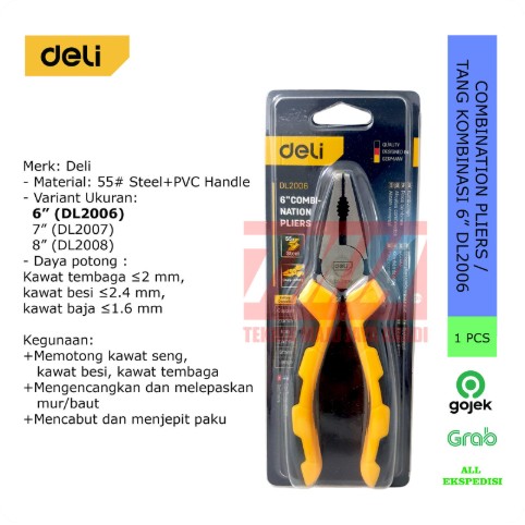 Deli Combination Pliers Tang Kombinasi 6 Inch DL2006