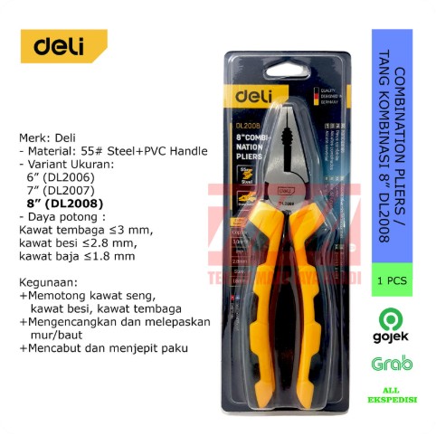 Deli Combination Pliers Tang Kombinasi 8 Inch DL2008