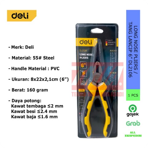 Deli Long Nose Pliers Tang Lancip 6 Inch DL2106