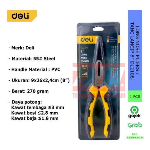 Deli Long Nose Pliers Tang Lancip 8 Inch DL2108