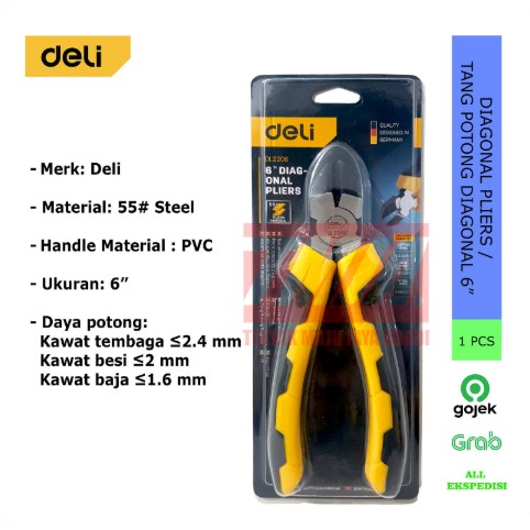 Deli Diagonal Pliers Tang Potong Diagonal 6 Inch DL2206
